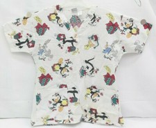 Looney Tunes Christmas Holiday Scrub Top Womens Size M Buggs Sylvester Tweety