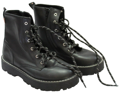 Zara Kids Girls Women Black Leather High-Top Zip-Up Boots Size EU35 AU4-4.5 NEW
