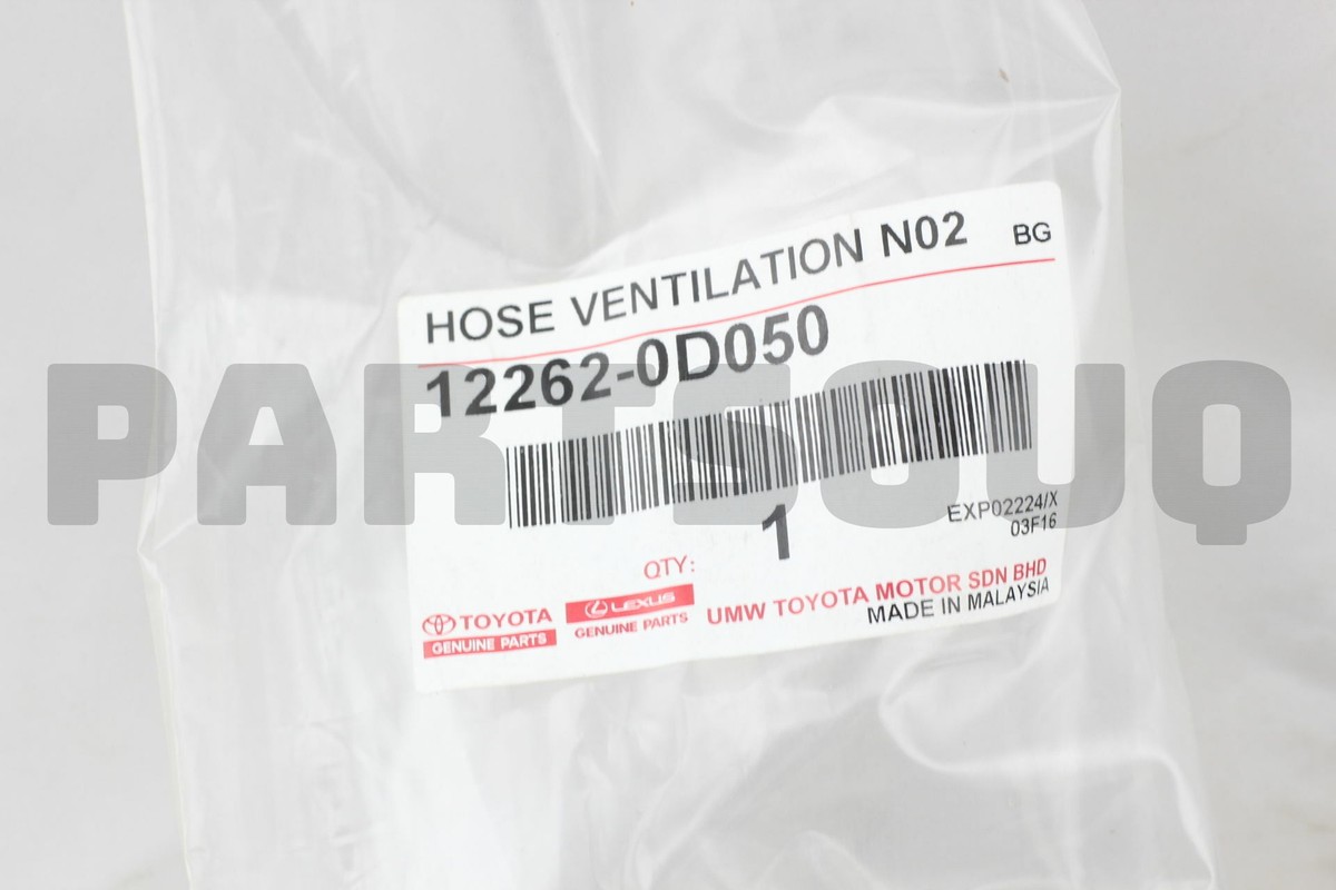 のりです。 122620D050 Genuine Toyota HOSE, VENTILATION, NO.2 12262
