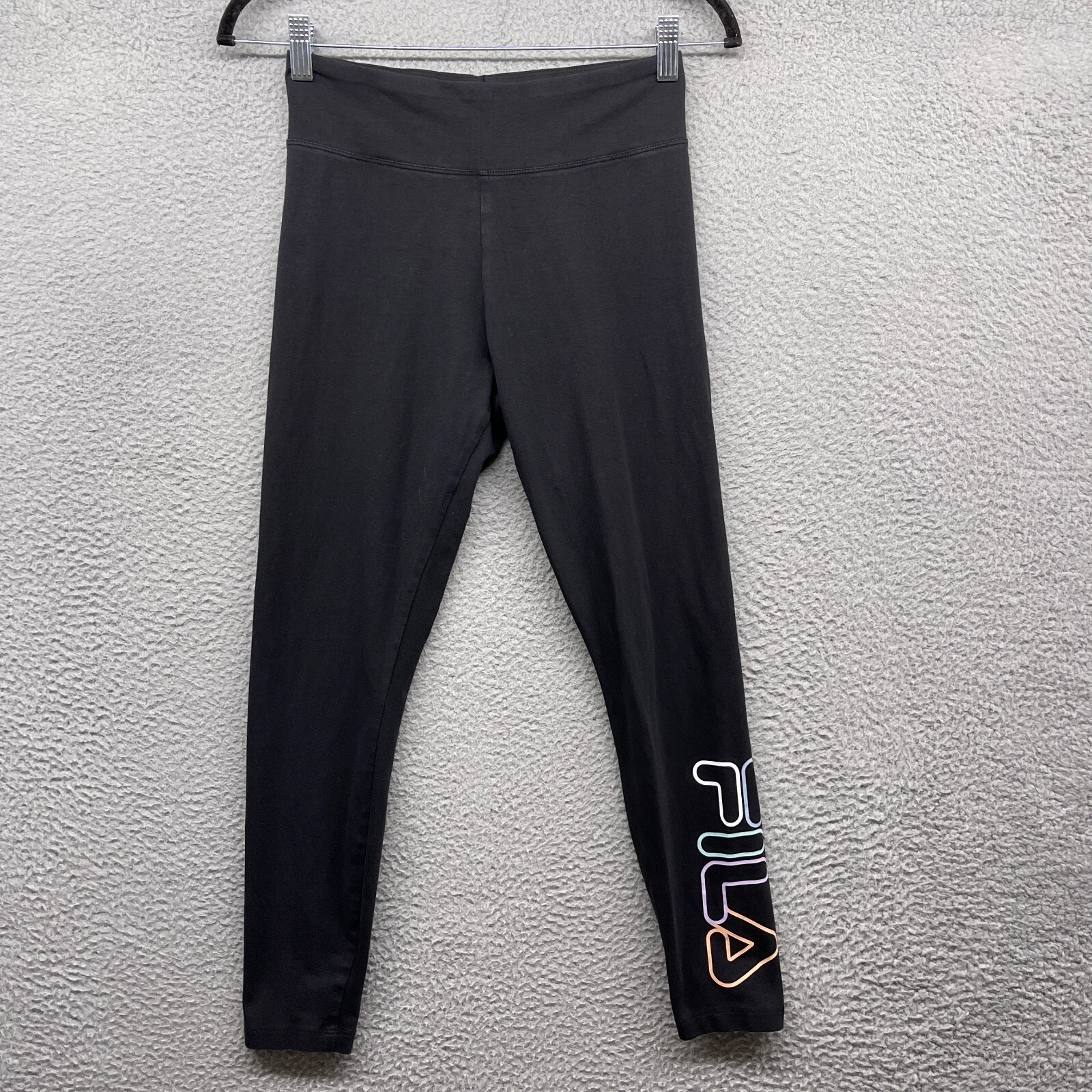 Leggings donna Fila nero elastico in vita pull on logo vita media elasticizzato taglia S