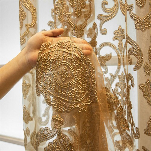 Elegant Floral Embroidered Semi Sheer Voile Tulle Curtain for Living Room 1Panel - Picture 6 of 36