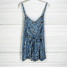 Topshop NWT Floral Romper Blue Silky Satin Grunge Tie Back Sleeveless Sz 8 Beach