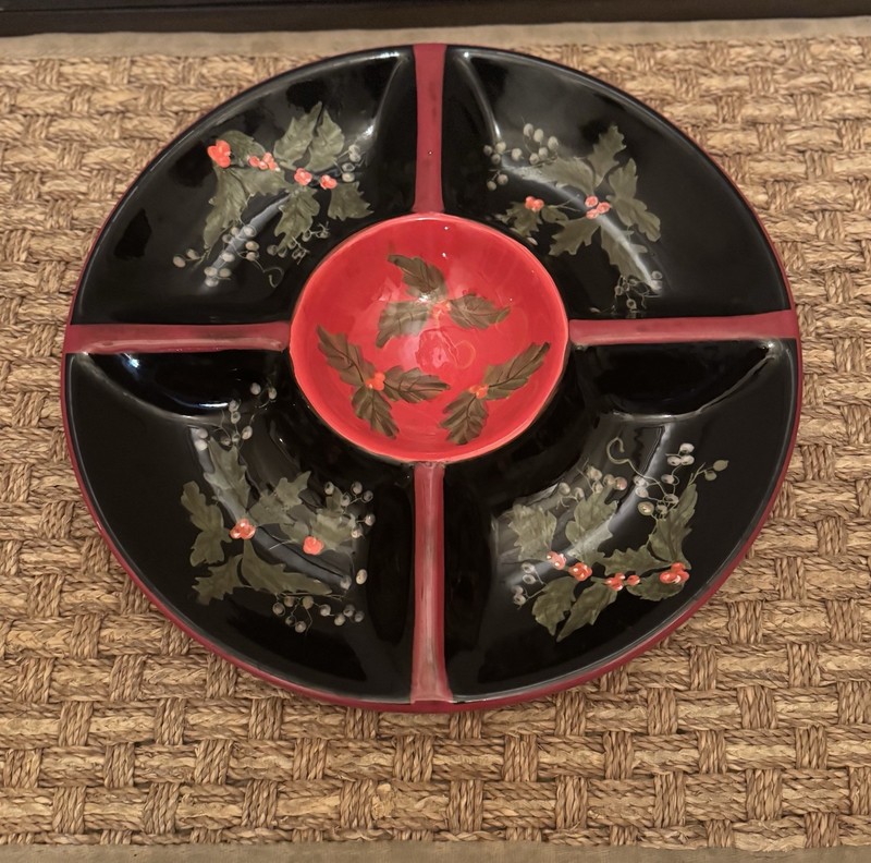 Certified International Patricia Brubaker Holiday Ceramic Divided Dish