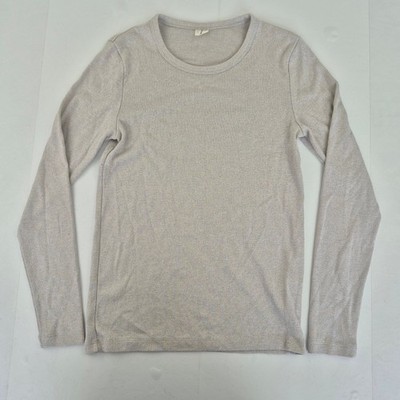 ARKET Top Medium Beige Glitter Women's Long Sleeve Knit Soft Casual Pullover