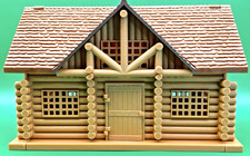 New Ray Farm Western Frontier Log Cabin Ranch Style One Story Roof Door Open