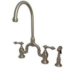Kingston Brass KS7798ALBS English Country Kitchen Faucet with Brass Sprayer, Nic