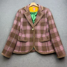Joules Tweed Jacket UK 14 GRANDSTAND Blazer Hacking Country Check Plaid Tartan