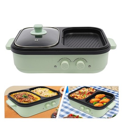 Electric Hot Pot With Grill Area, Multi-purpose Hot Pot, 2-In-1 Electric Hot Pot
