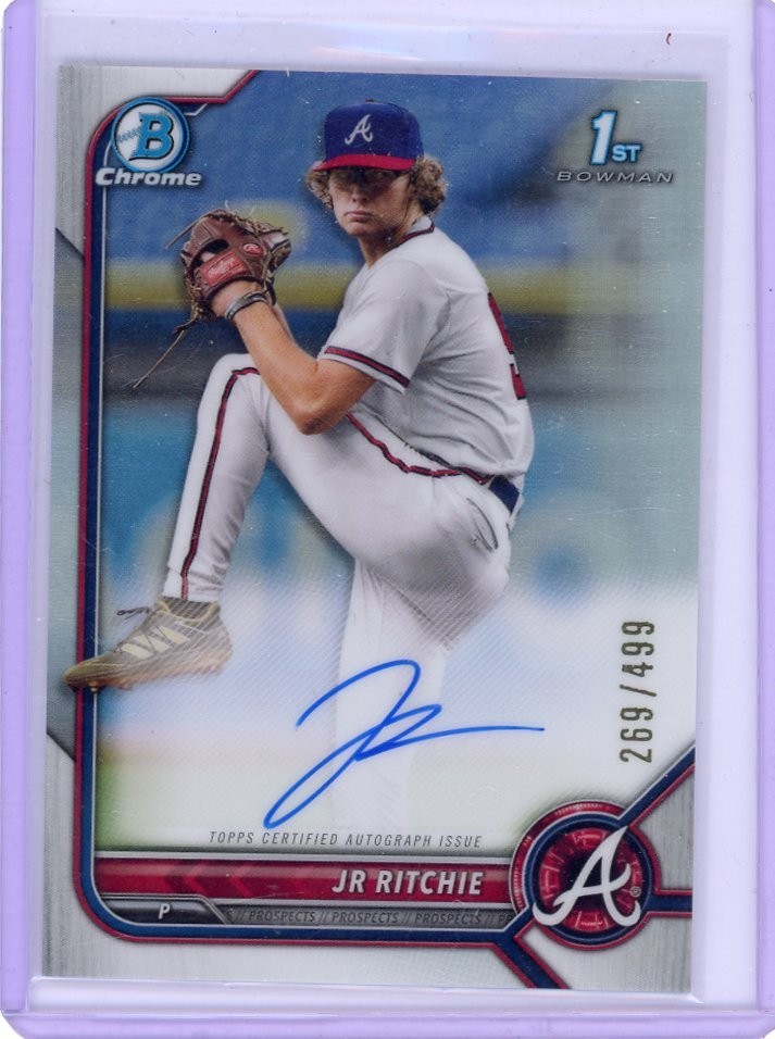 JR Ritchie 2022 Bowman Draft #CDA-JR Chrome Auto Refractor /499 - Braves