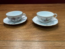 2 China Small  Tea Cup And Saucer One Cracked Handle
