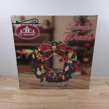 Animated Christmas Wreath FG Square Lights Music Train Polyresin NEW In Box