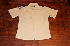 Boy Scouts of America BSA Youth Shirt Tan Large Vented Poly Microfiber Soft