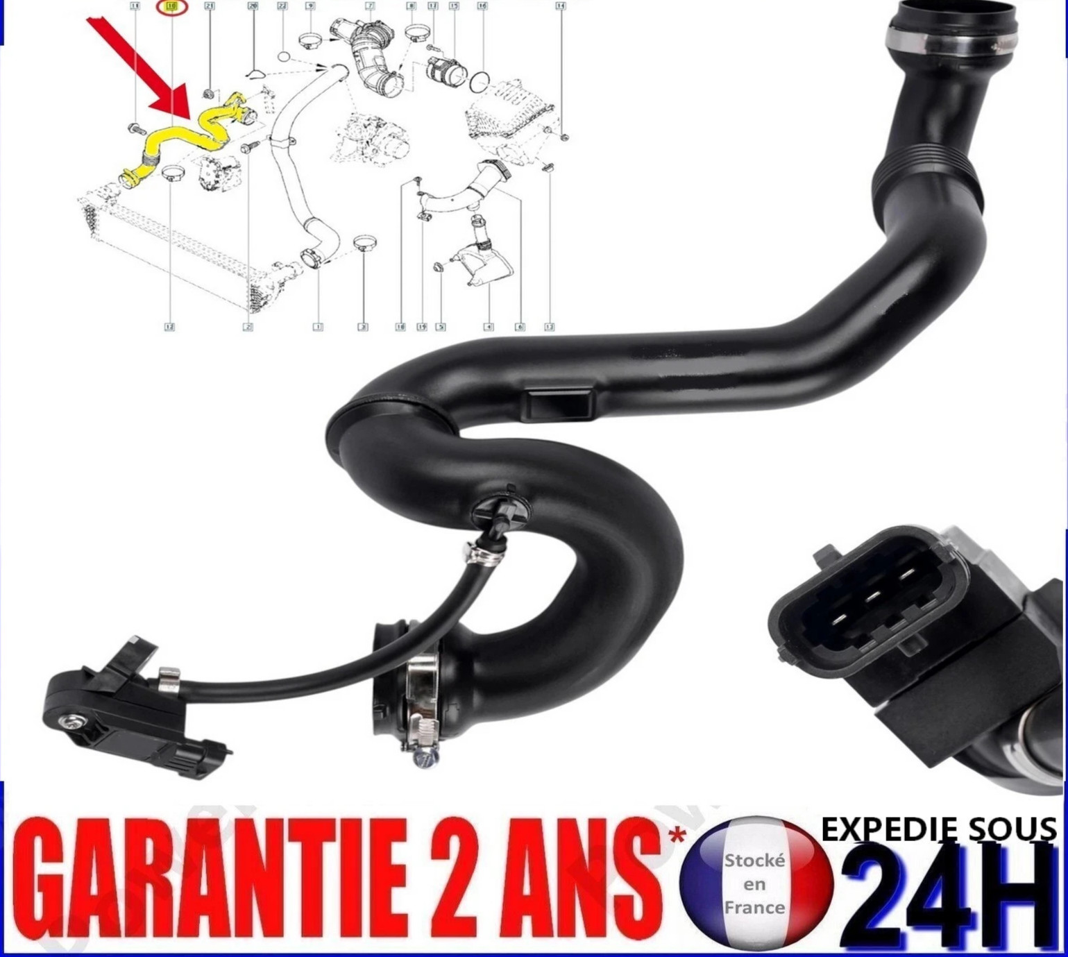 Durite de suralimentation turbo pour Renault Laguna II 2.0 dCi référence 8200907826