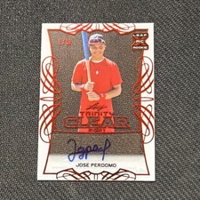2021 Leaf Trinity Clear Autographs Jose Perdomo Rookie Red 8/50 #CA-JP2