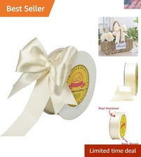 Double Face Ivory Satin Ribbon 1-1/2 inch X 50 Yards Polyester Ivory Ribbon f...