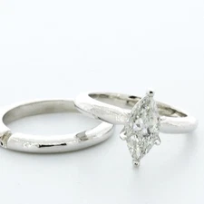 1.27ct Lab-Created Diamond K/SI2 Very Good Marquise Cut 14K White Gold Prong Set