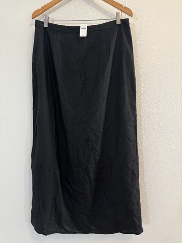 Old Navy Maxi Skirt Women Large Black Linen Rayon Long Staple Classic Lagenlook - Picture 2 of 13