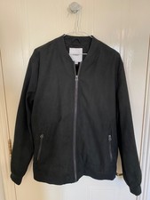 Pull & Bear Faux Suede Bomber Jacket. Black. Size Large. Never Worn. Pull&Bear