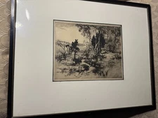 Antique Lester George Hornby (1882 - 1956) "Ipswich Marshes" Drypoint Etching