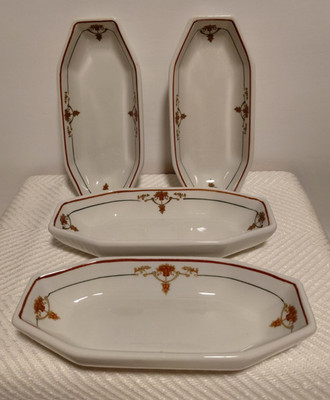 Rare Southern Railroad Celery Dishes - Peach Blossom - Buffalo China -C1925-1942