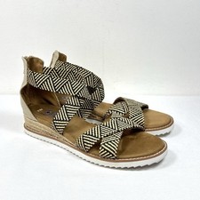 Bobs from Skechers Sandals Desert Kiss Ankle Straps Beige Black 113114 Sz 8.5