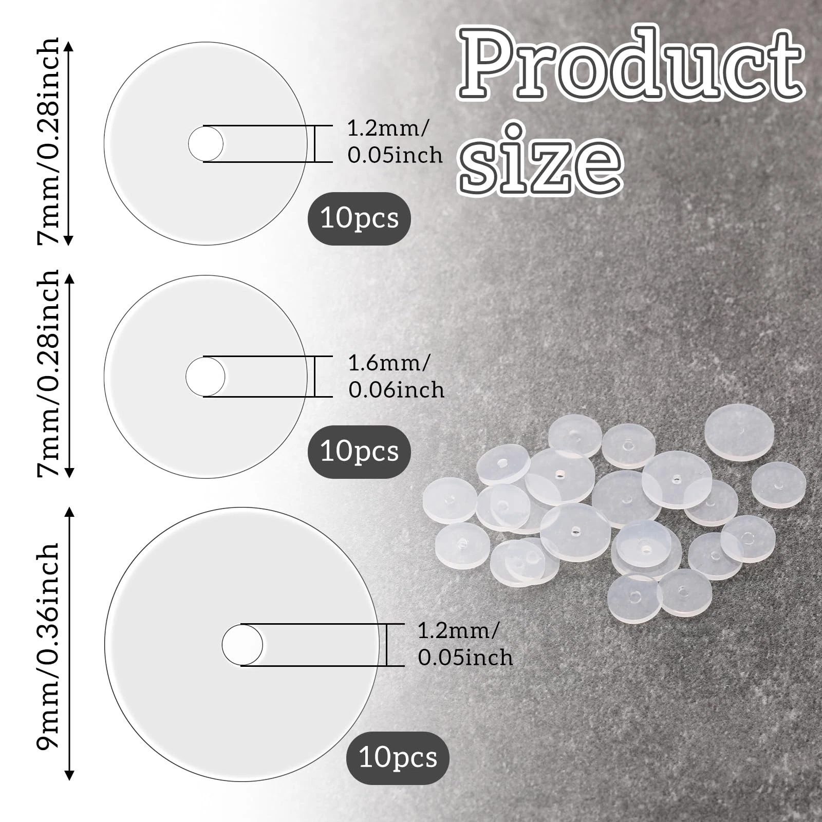 Clear Piercing Discs for Silicone Healing Earrings, Keloids & Belly - product detail image 2