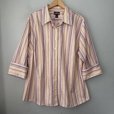 Westbound Button Up Shirt Plus Size 20W Wrinkle Free Striped Office Preppy Y2K