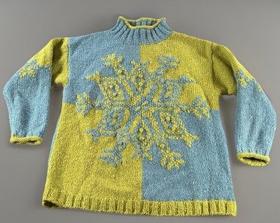 Vintage Express Tricot Sweater Womens Large 90s Wool Snowflake Chunky Geometric 