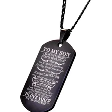 Military-Style Engraved Dog Tag with Adjustable Chain - For Daily Inspiration