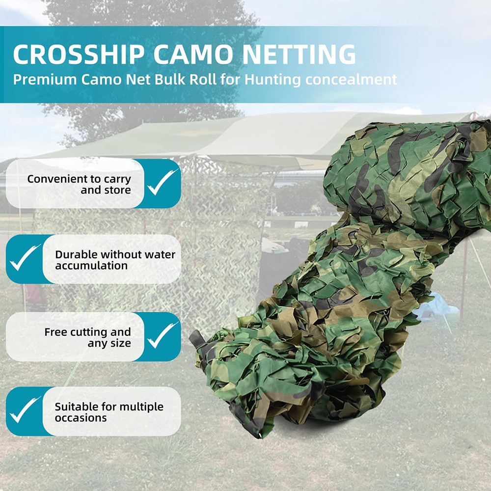 Outdoor Military Woodland Camouflage Netting Cutable Camo Net Camping Hunting
