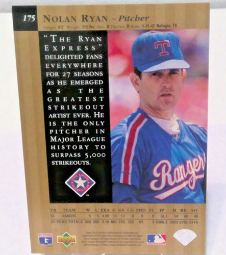 Nolan Ryan [Gold] #175 1995 Upper Deck Special Edition card