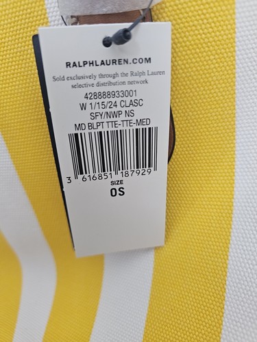 Polo Ralph Lauren Bellport REVERSIBLE Canvas Tote Bag Yellow White Stripe - Picture 8 of 17