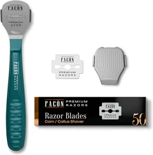 Facón Professional Callus Shaver Remover with 50 Blades Pedicure Razor for Feet