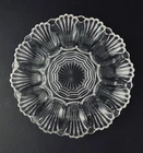 Vintage Anchor Hocking Deviled Egg Plate 896 Clear Glass Fan Scalloped Edges 10"