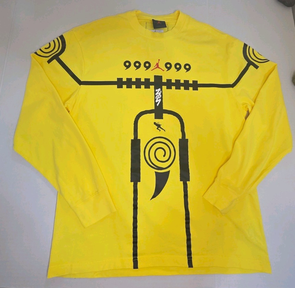 Jordan Zion x Naruto Shippuden Long Sleeve Shirt Mens L Gold Anime DM4441-721 thumbnail 2