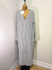 NWT Legoe Heritage Maternity Dress 10 12 Gray White Minimalist Lagenlook Peasant