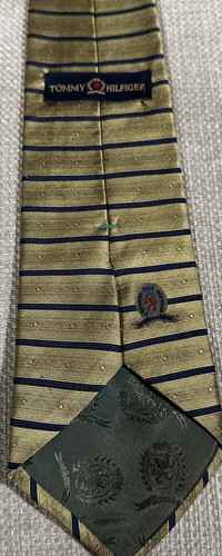 Tommy Hilfiger Herren Seide blau/gold Streifen Krawatte klassisch 3 7/8" x 58" - Bild 5 von 5