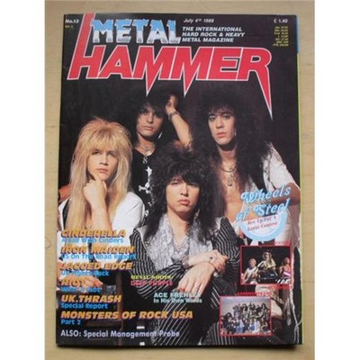 CINDERELLA METAL HAMMER MAGAZINE JULY 4 1988 - CINDERELLA  COVER + MORE INSIDE (