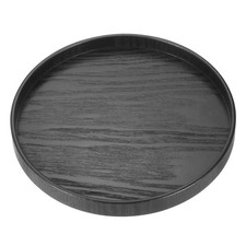 Round Wood Serving Tray, 8.27" Non-Slip Wooden Decorative Tray Black