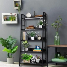 Bookshelf 5 Tier Industrial Bookshelves Bookcase Storage Rack with Metal Frame