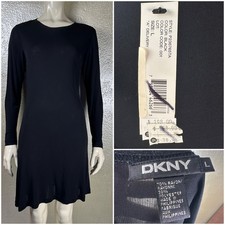 Vintage 1990's NWT DKNY Sheer Black Long Sleeve Dress ORIG. 198 MED