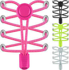 Elastic No Tie Shoe Laces - Tieless Shoelaces for Adults and Kids - 4 Pairs, ...