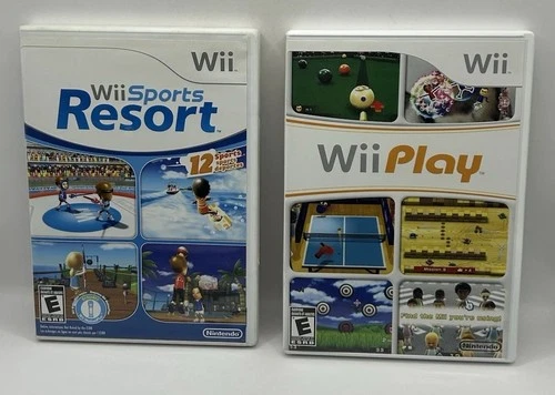 Wii Sports Resort & Wii Play Nintendo CIB Complete w/ Manual, Insert Great Lot 2
