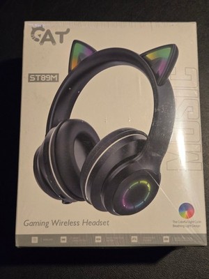 CAT ST89M Wireless Gaming Headset RGB Cat Ear Over-Ear Bluetooth Black SEALED