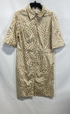 St. John Sport Women's Tan Animal Print Cotton Stretch Shirtdress Size M
