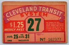 Cleveland Transit System 1946 Weekly Pass Vintage Transportation (#32)