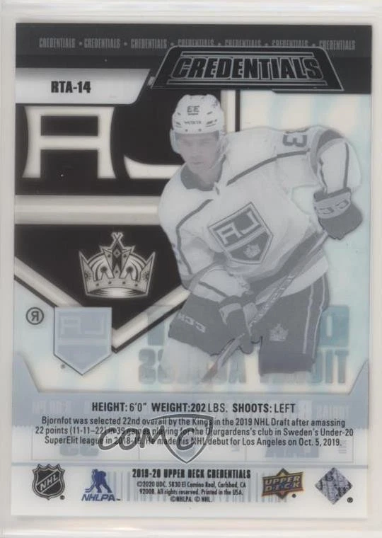 2019-20 Credentials Debut Ticket Access Acetate /299 Tobias Bjornfot Rookie RC - Image 2 of 2