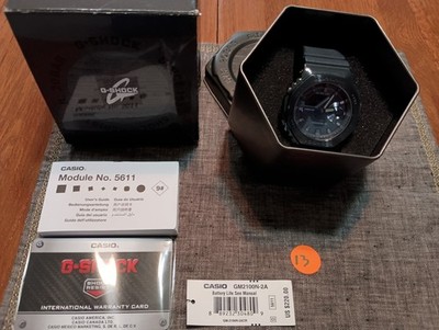 Casio G SHOCK 5611 Black Timepiece Custom Leather Strap Stainless