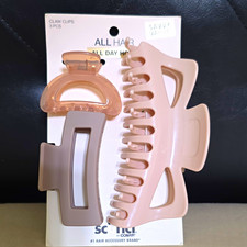 sc nci Women  s Hair Claw Clips 3 Pack Pink/Gray Plastic Solid All Day Hold