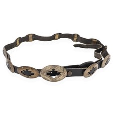 Vintage Southwestern Sterling Silver Concho Leather Belt